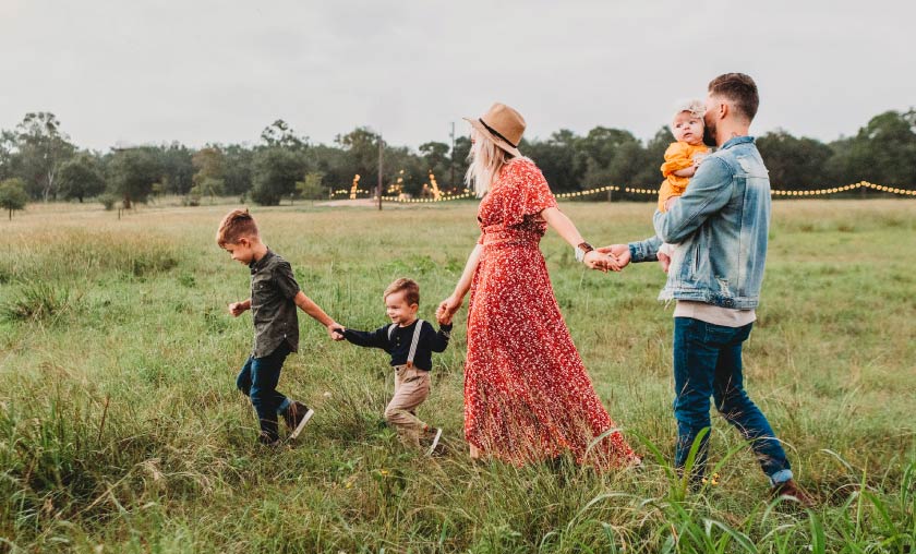 family in field